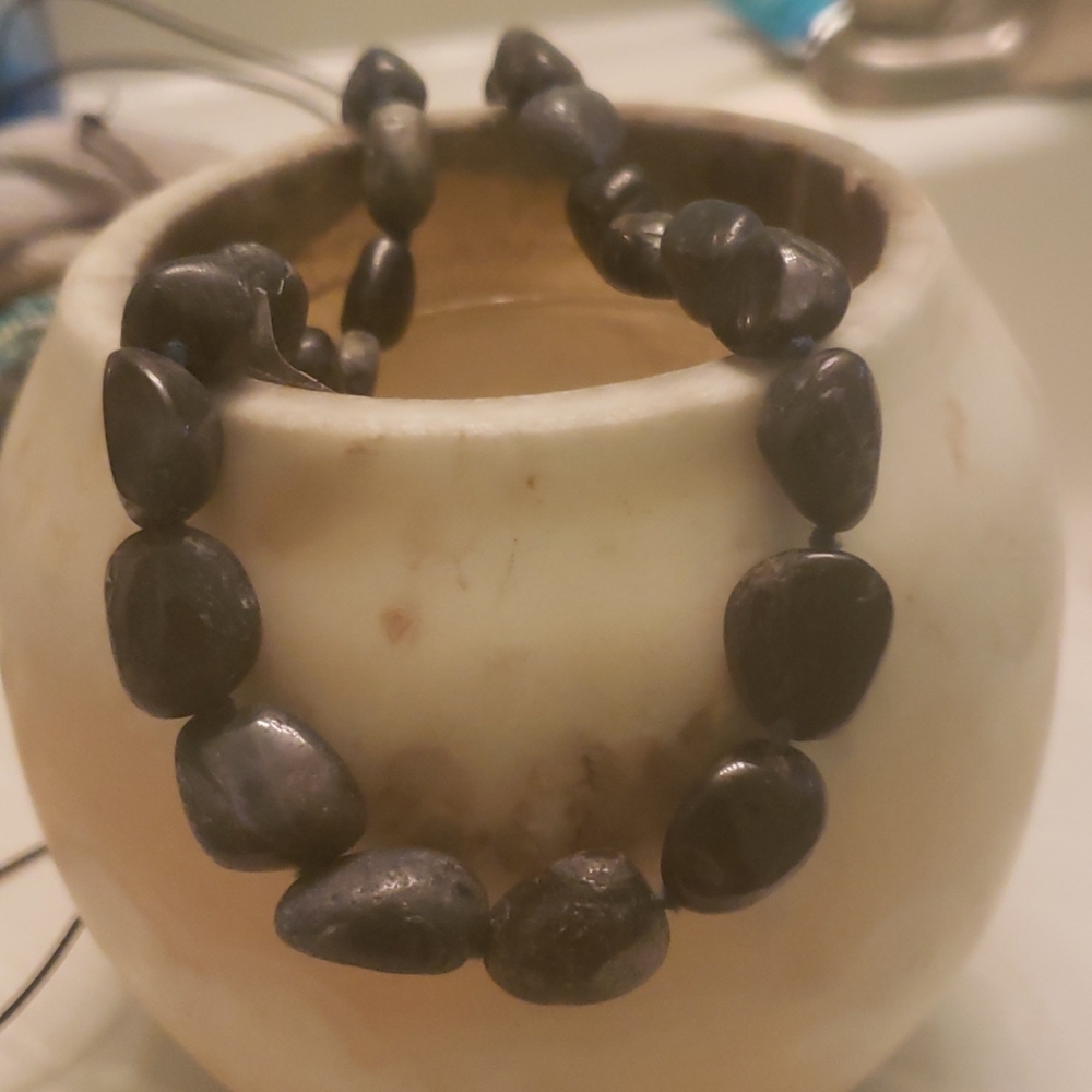 Raw sapphire bead necklace